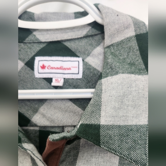 New without tags, women's green and gray plaid shirt. Canadian brand. - Picture 2 of 3